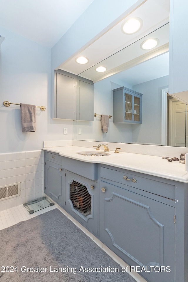 bathroom featuring vanity and tile patterned floors