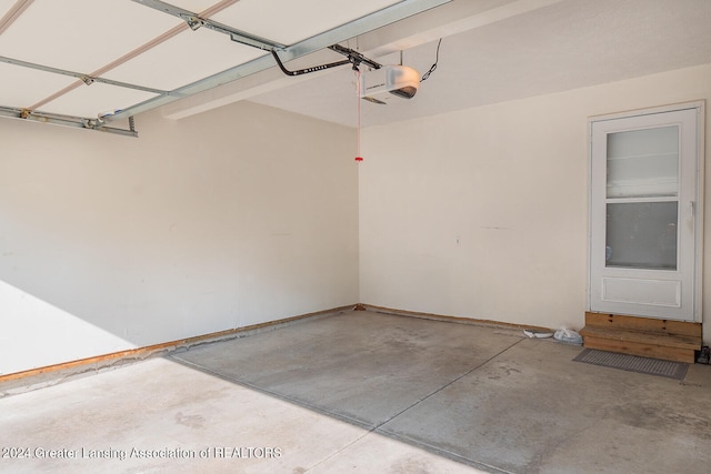 garage with a garage door opener