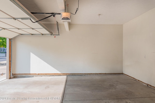 garage with a garage door opener