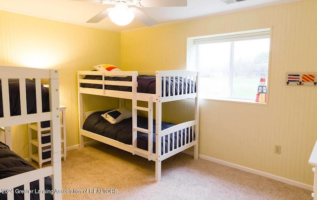 bedroom featuring carpet, visible vents, and baseboards