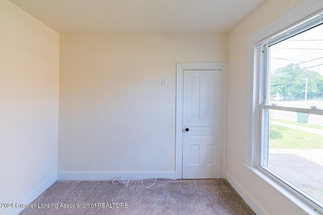 spare room with light carpet