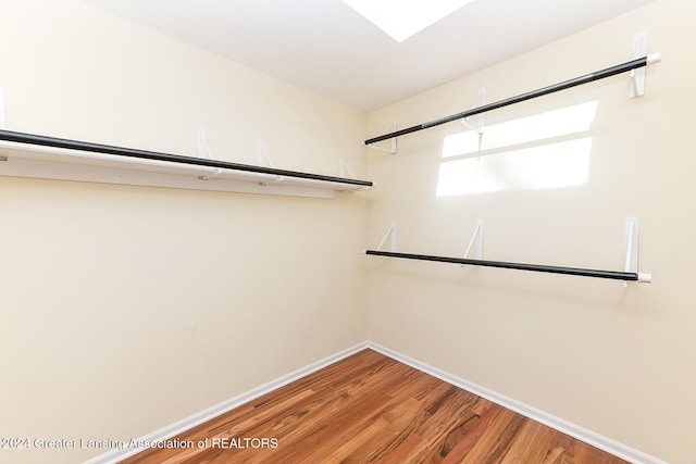 walk in closet with hardwood / wood-style flooring