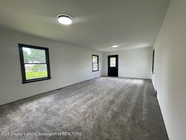 empty room featuring a healthy amount of sunlight and carpet flooring