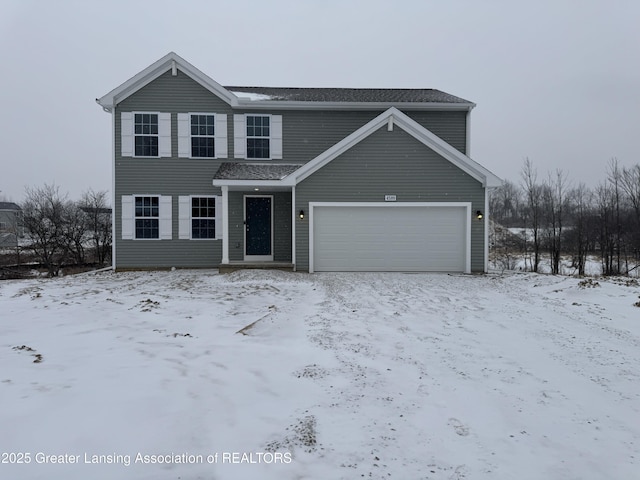 view of front of property featuring a garage