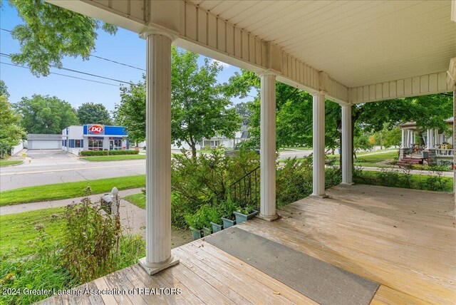 wooden deck featuring a porch