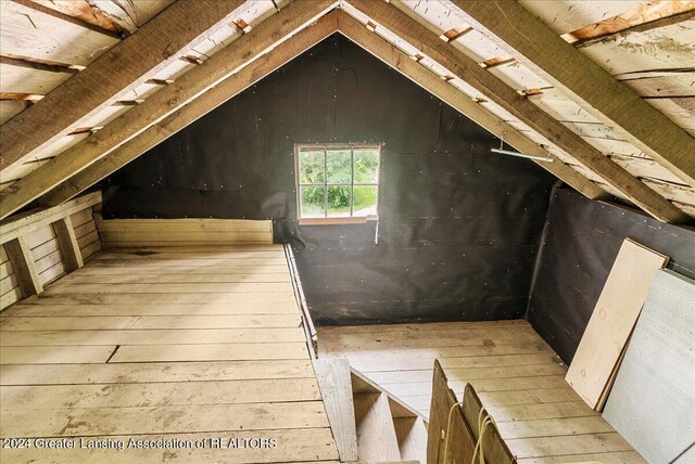 view of unfinished attic