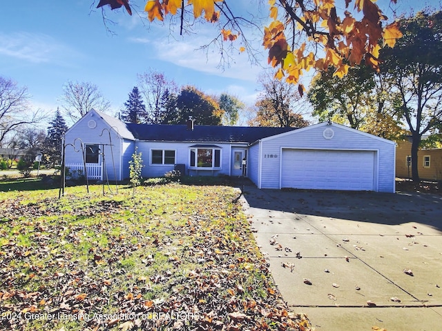 single story home with a garage