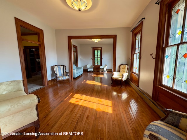 interior space with hardwood / wood-style flooring