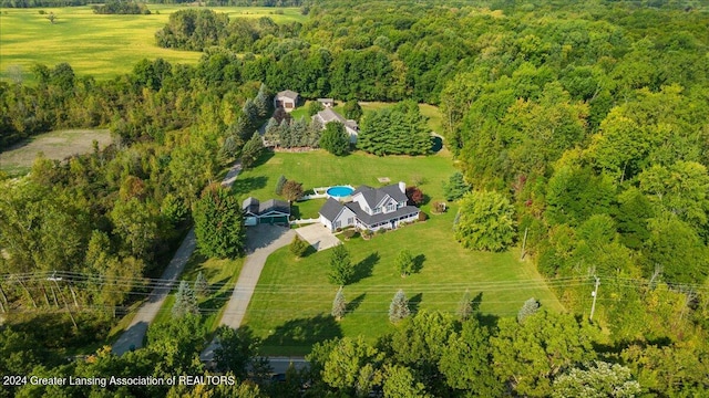 aerial view featuring a rural view