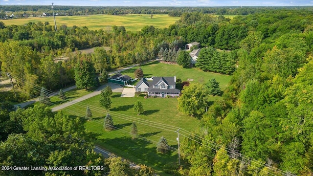 aerial view with a rural view