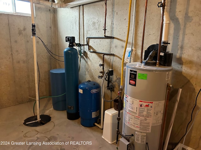 utility room with water heater