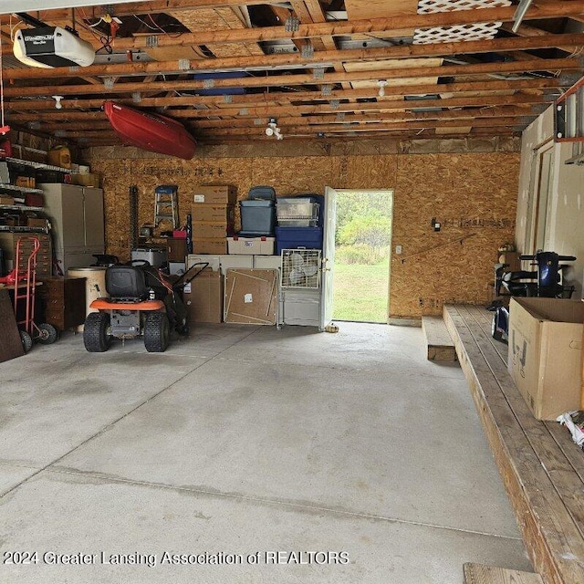 garage with a garage door opener