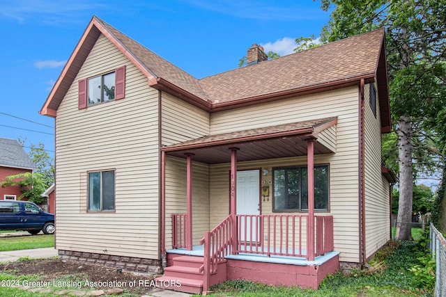 front of property with a porch