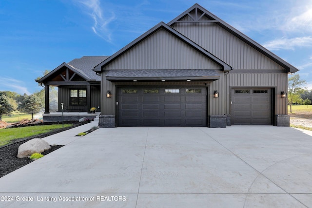 view of front of property with a garage