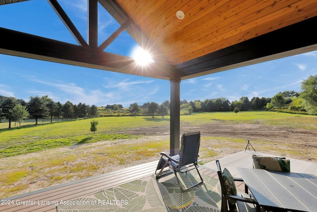 view of patio / terrace featuring a rural view