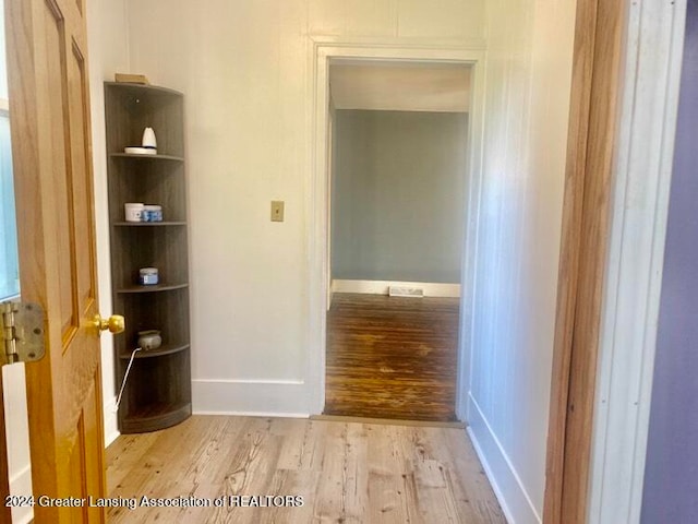 hall featuring light hardwood / wood-style flooring