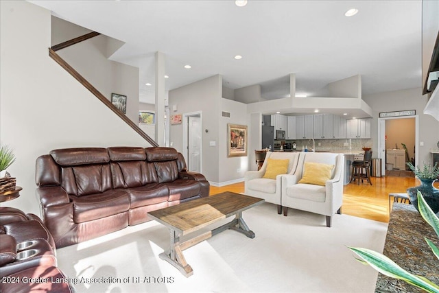 living room featuring light hardwood / wood-style flooring