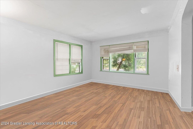 empty room with light wood-type flooring