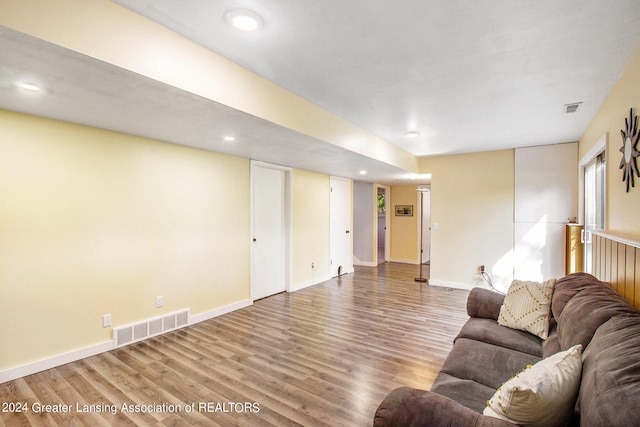 living room with hardwood / wood-style floors