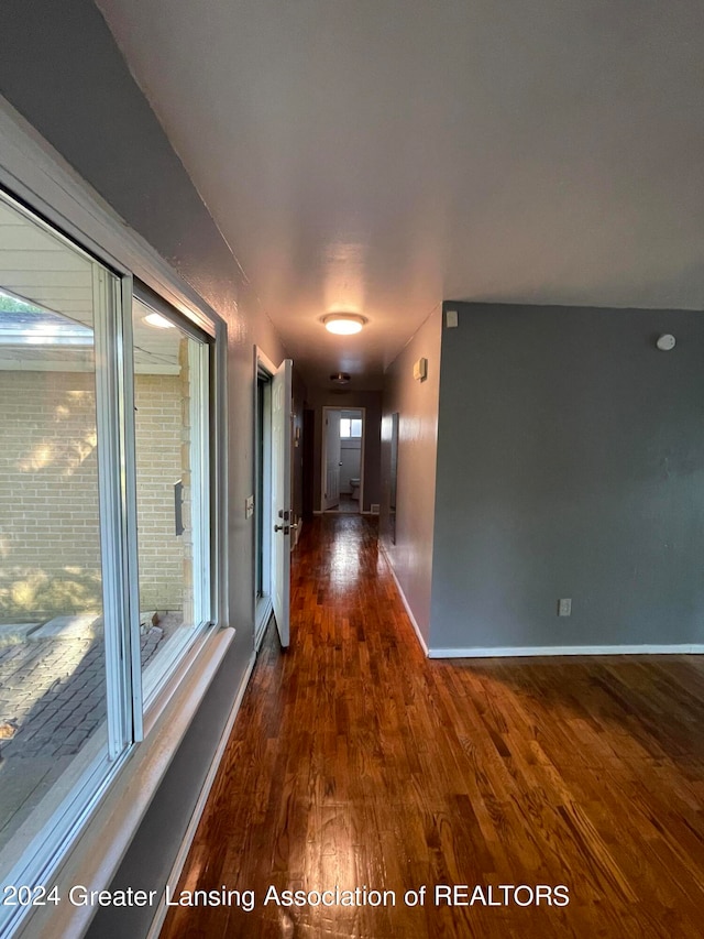 hallway featuring dark hardwood / wood-style flooring