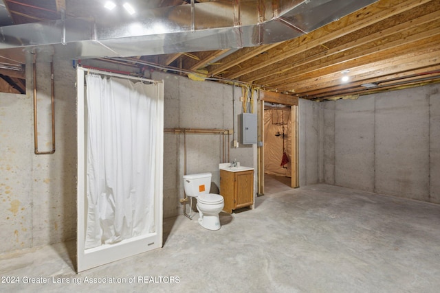 basement with electric panel