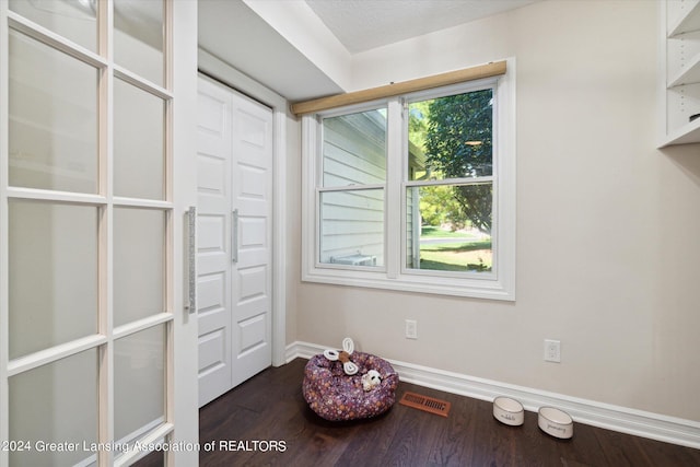 interior space featuring dark wood-type flooring