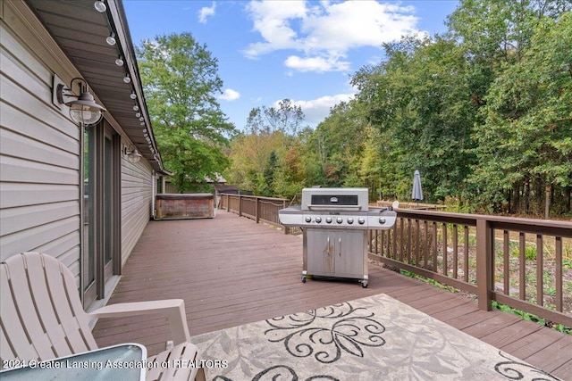 deck with a grill