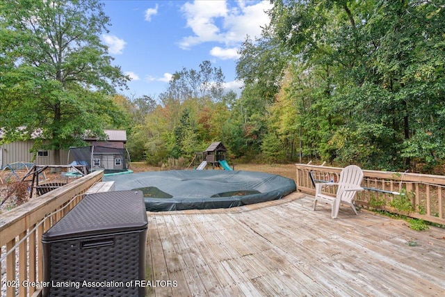 deck featuring an outbuilding