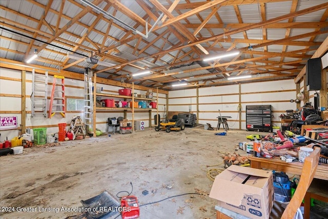 garage with a garage door opener