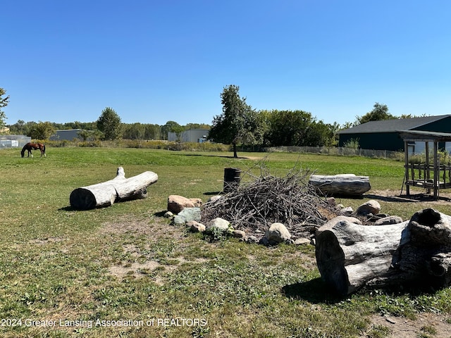 view of yard with a rural view