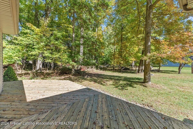 deck featuring a yard