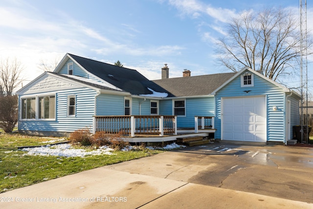 single story home with a garage