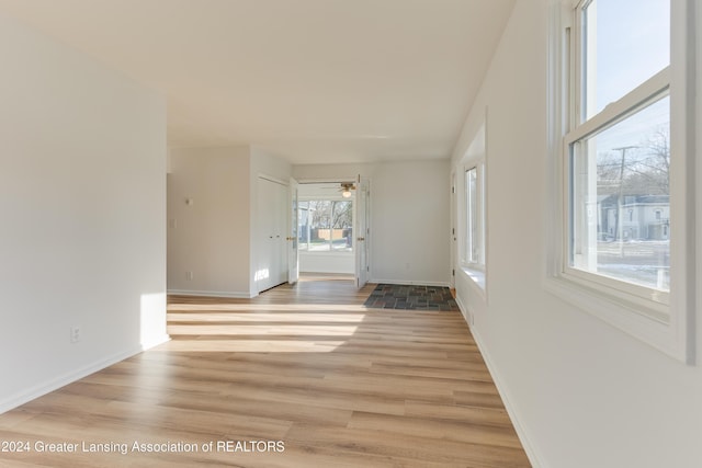 interior space with light hardwood / wood-style floors