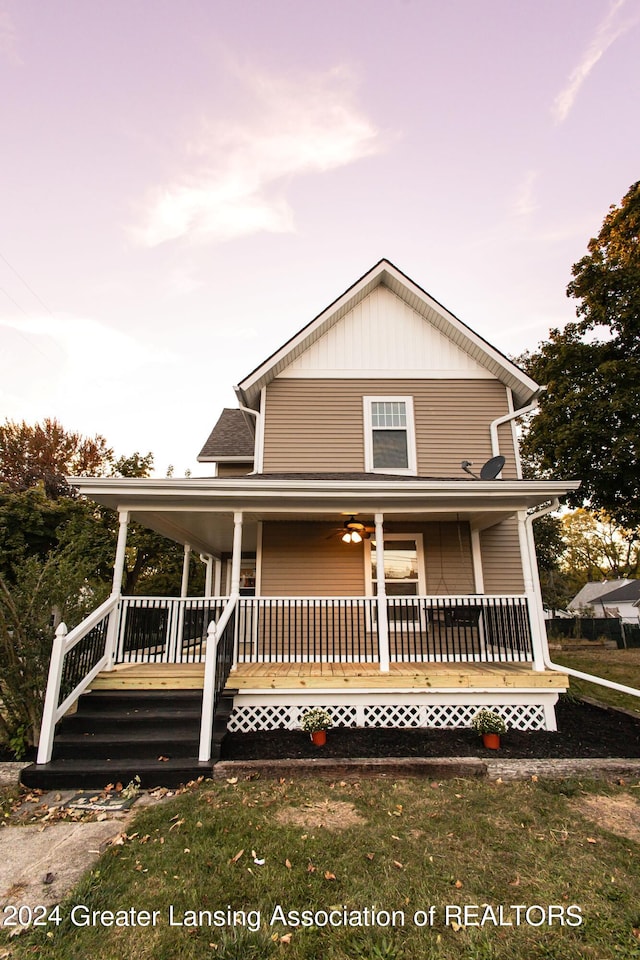 view of front facade featuring covered porch