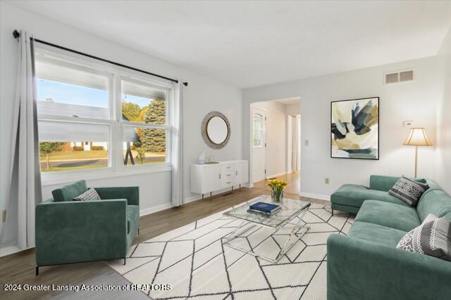 living room featuring light hardwood / wood-style flooring