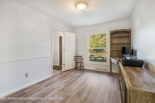 office area featuring light hardwood / wood-style floors