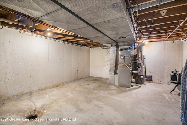 basement with heating unit