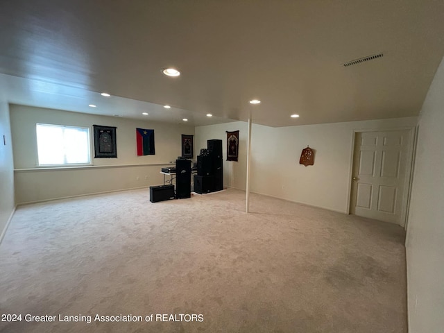 basement with carpet floors