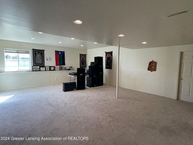 basement with carpet floors