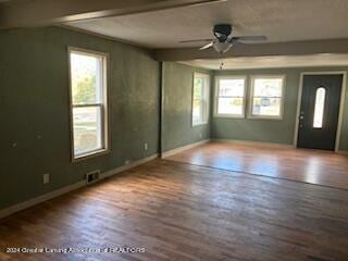 entryway featuring ceiling fan and hardwood / wood-style floors