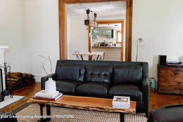 living room featuring wood-type flooring