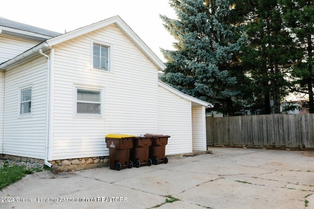 view of home's exterior with a patio