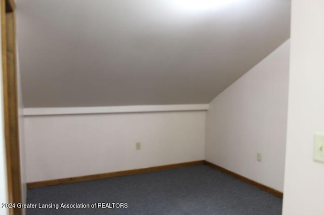 additional living space featuring vaulted ceiling and carpet