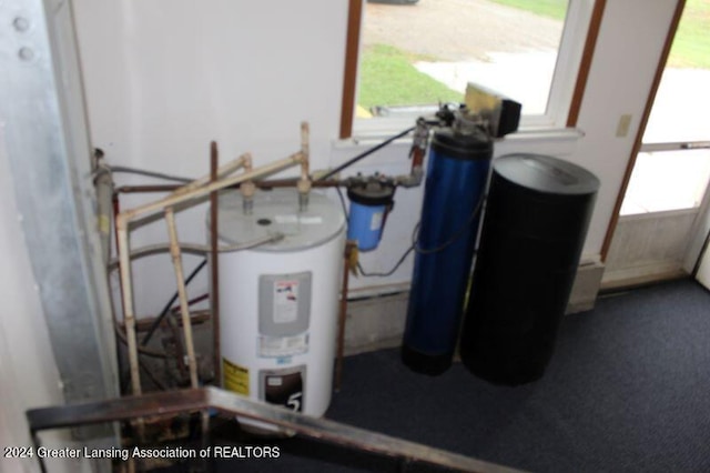 utility room featuring electric water heater