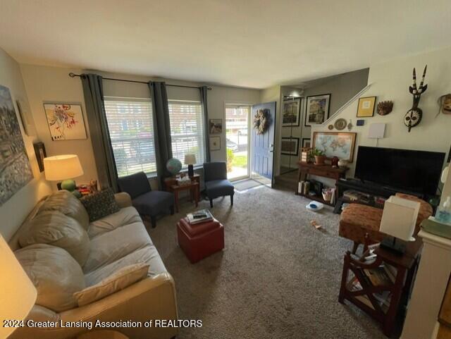 living room with carpet floors