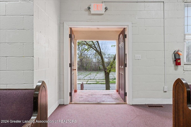 entryway featuring carpet flooring