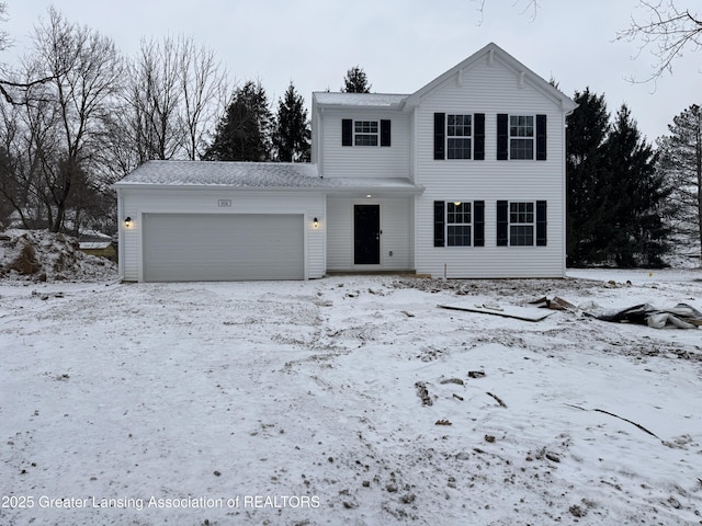 front facade with a garage