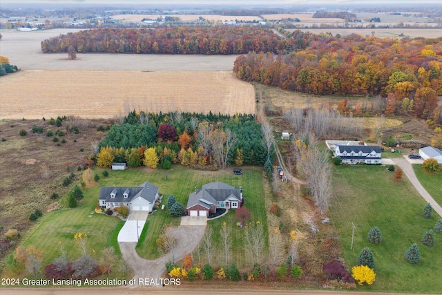 drone / aerial view with a rural view