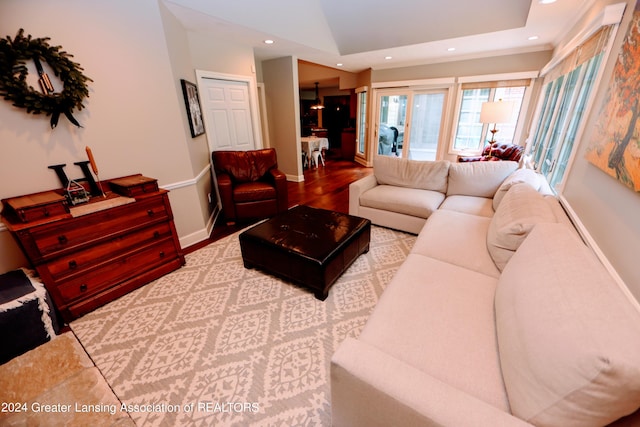 living room with hardwood / wood-style floors