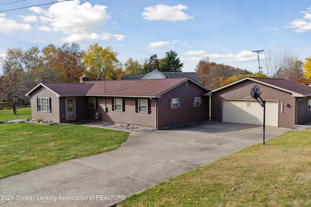 ranch-style home featuring a front lawn